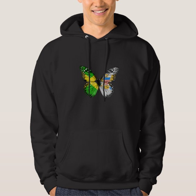 Jamaican Virgin Islander Flag Butterfly   Hoodie (Front)