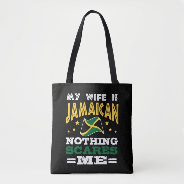 Jamaican Wife Funny Jamaica Tote Bag (Front)