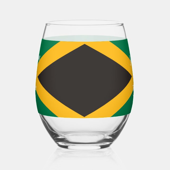 Jamaicans Wine Together Blue Stemless Wine Glass (Left)