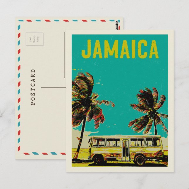 Jamaïque, bus et palmiers carte postale (Devant / Derrière)