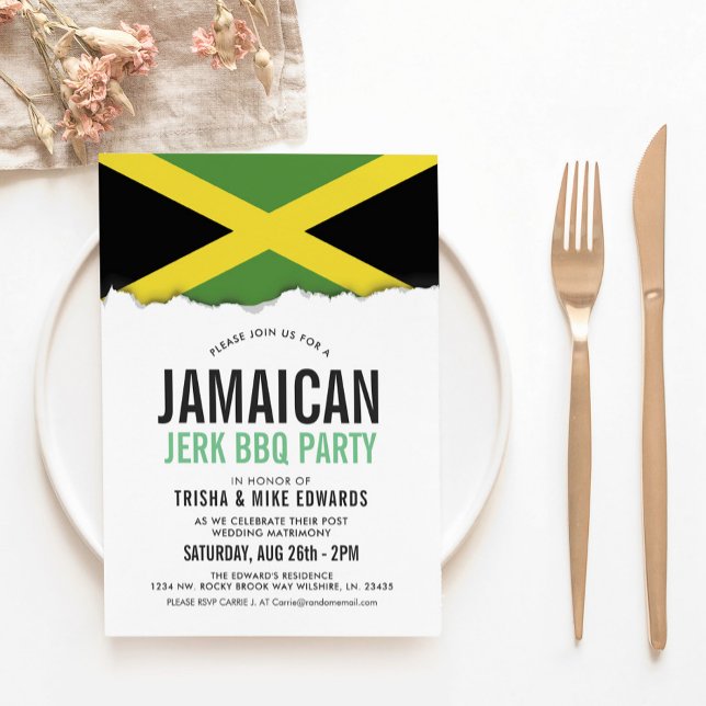 Jamaïque Cuisine à thème | Invitation du drapeau d (Créateur téléchargé)