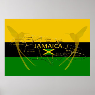 Jamaïque Paroisses Couleur HummingBird Poster n'im