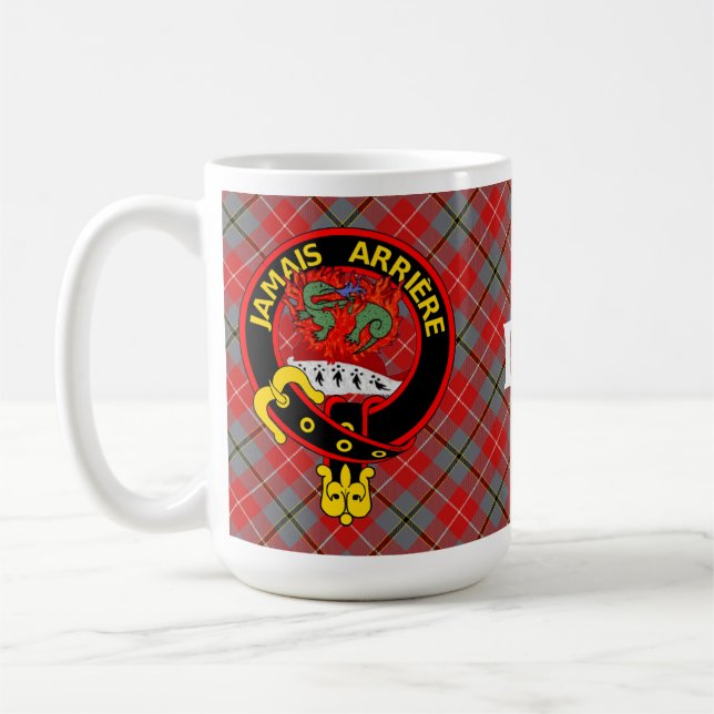 "Jamais Arrière" Mug Red Douglas Tartan (Gauche)