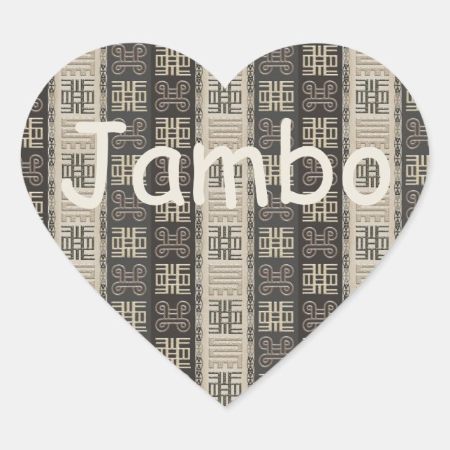 Jambo.african ethnic pattern. Adinkra Symbol. Heart Sticker (Front)