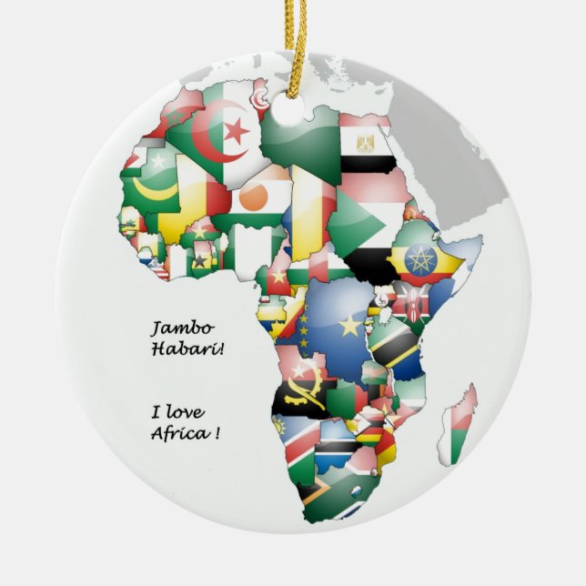 Jambo Habari Africa ! I Love Africa Ceramic Ornament (Front)