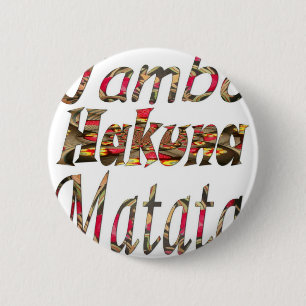Jambo Hakuna Matata African Vintage Art Print 2 Inch Round Button