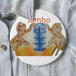 Jambo Jumbo African Kids Elephants Art Print 6 Inch Round Button