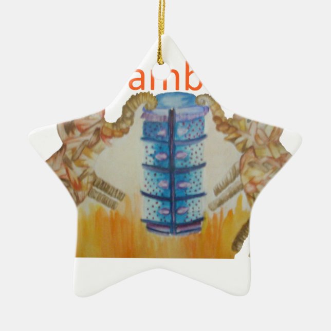 Jambo Jumbo African Kids Elephants Art Print Ceramic Ornament (Front)