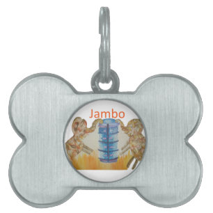 Jambo Jumbo African Kids Elephants Art Print Pet ID Tag
