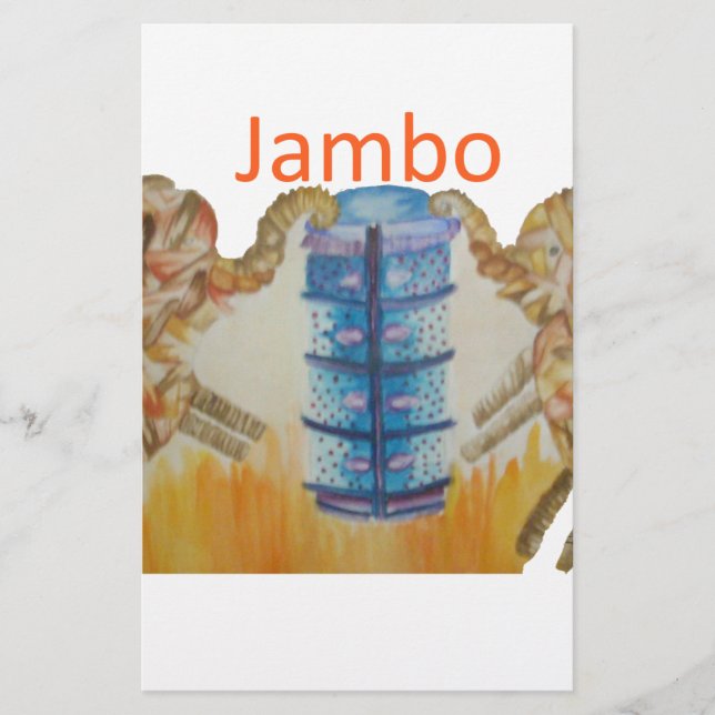 Jambo Jumbo African Kids Elephants Art Print Stationery (Front)