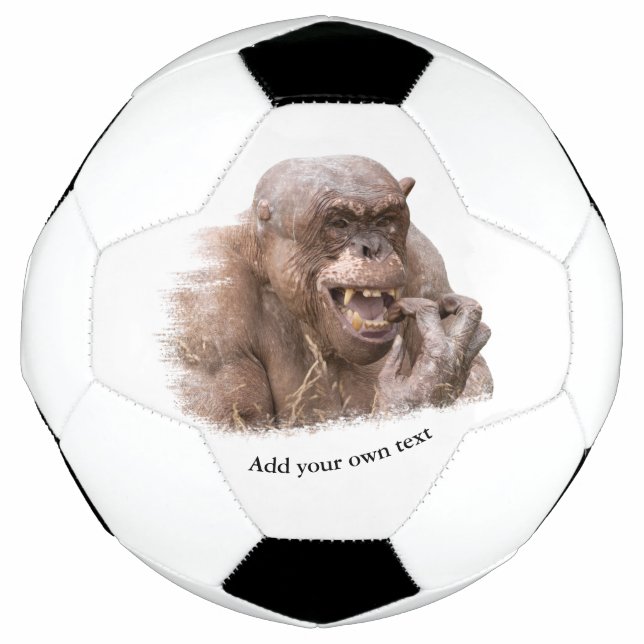 Jambo The Hairless Chimp (change to your own text) Soccer Ball (Front)