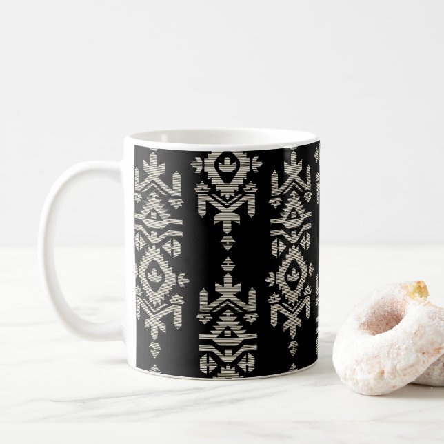 Jamdani Print Folk Pattern Coffee Mug (With Donut)