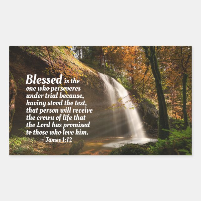 James 1:12 Blessed is the one who perseveres Bible Sticker (Front)