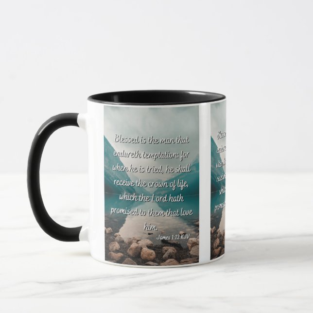 James 1:12 KJV Bible Verse Mug Deux Tons (Gauche)