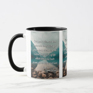 James 1:12 KJV Bible Verse Two-Tone Mug
