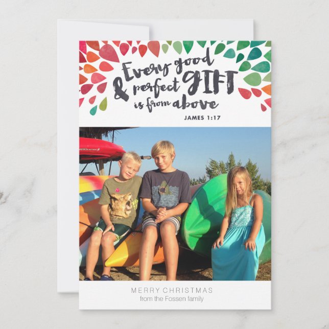 James 1:17 Religious Photo Christmas Card (Front)