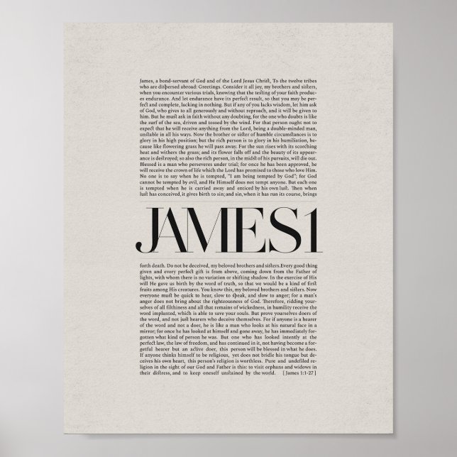 James 1 - Faith and Endurance Bible Verse Wall Art (Front)