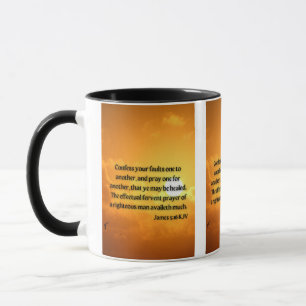 James 5:16 KJV Bible Écriture Pic Mug à deux tons