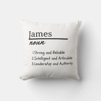 James, Boy Personalised Name Definition  Throw Pillow
