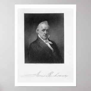 James Buchanan, engraved by Henry Bryan Hall (1800 Poster