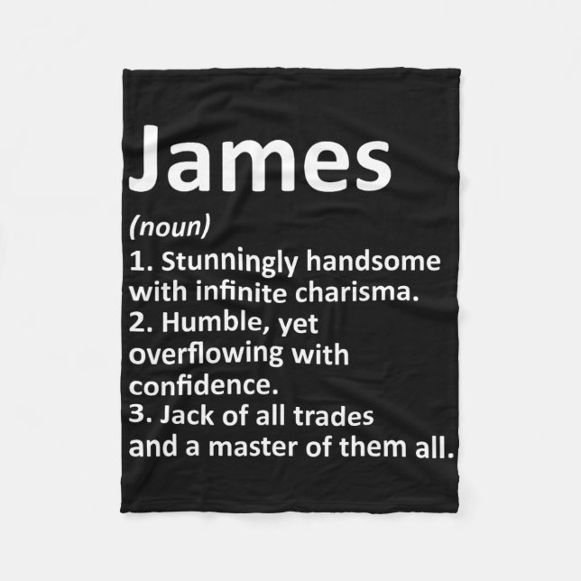 James Definition Personalized Name Funny Birthday  Fleece Blanket (Front)