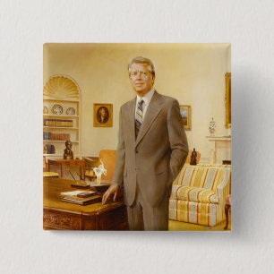 James Earl Carter Painted US President Portrait 2 Inch Square Button