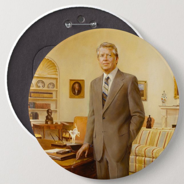 James Earl Carter Painted US President Portrait  6 Inch Round Button (Front & Back)
