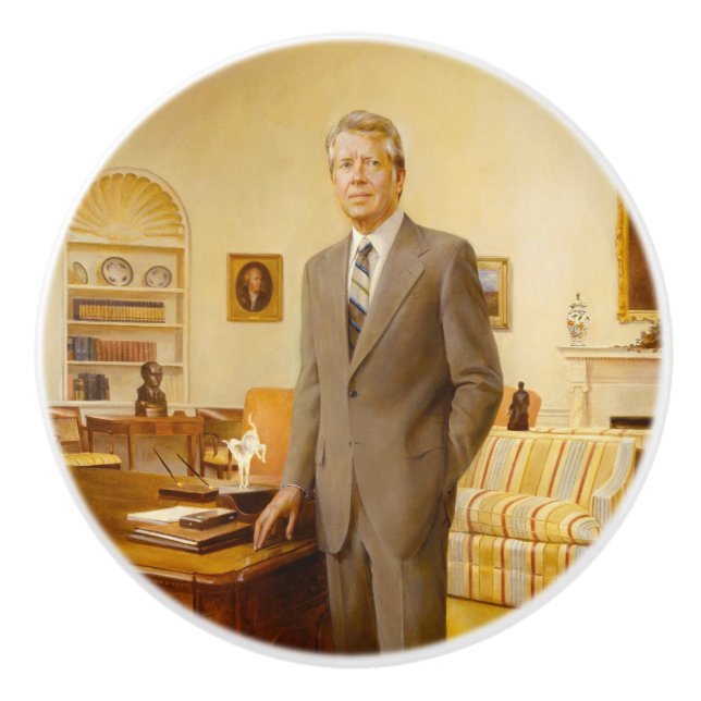 James Earl Carter Painted US President Portrait  Ceramic Knob (Front)