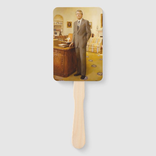 James Earl Carter Painted US President Portrait  Hand Fan (Front)