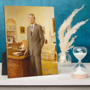 James Earl Carter Painted US President Portrait Plaque