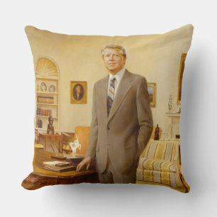 James Earl Carter Painted US President Portrait Throw Pillow