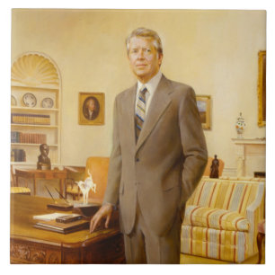 James Earl Carter Painted US President Portrait Tile