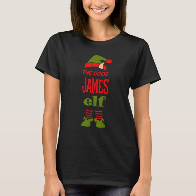JAMES Elf Good Christmas Matching Pajama Party T-Shirt (Front)
