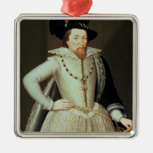 James I, half-length portrait Metal Ornament