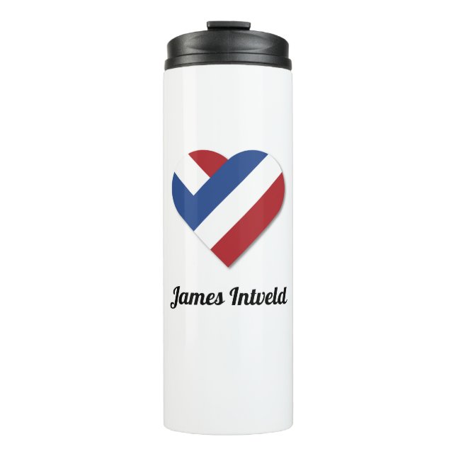 James Intveld with Netherlands Heart Flag Thermal Tumbler (Front)
