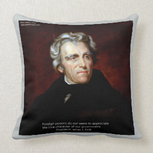James K Polk & Quote Cotton Throw Pillow