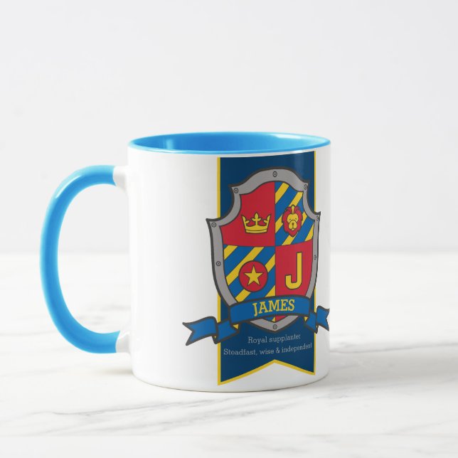 James knight shield red blue name meaning mug (Left)