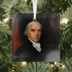 James Madison 4th US President Christmas Glass Ornament