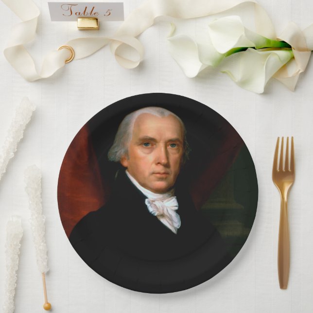 James Madison the 4th President: Colonial America Paper Plate (Wedding)
