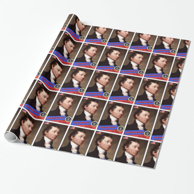 James Monroe Baseball Card Wrapping Paper (Unrolled)