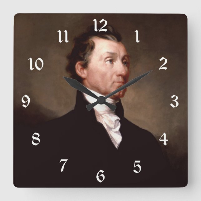 James Monroe Portrait, Early American President Square Wall Clock (Front)