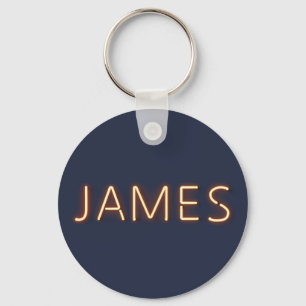 James Name in Glowing Neon Lights Keychain
