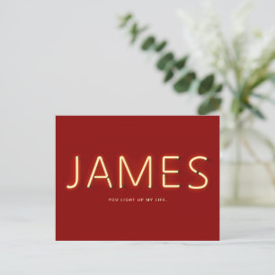 James Name in Glowing Neon Lights Postcard