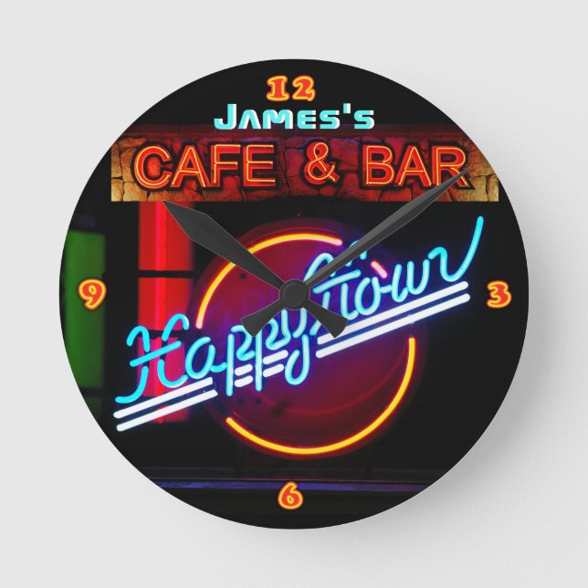 JAMES - Name Neon Sign Bar Mancave Den Clock Fun (Front)