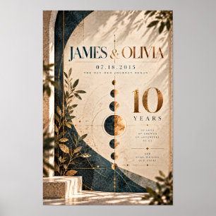James & Olivia 10 Year Anniversary Modern Typograp Poster
