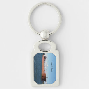 James R. Barker metal key chain