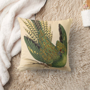 James Sowerby Ground Parrot, Psittacus terrestris Throw Pillow
