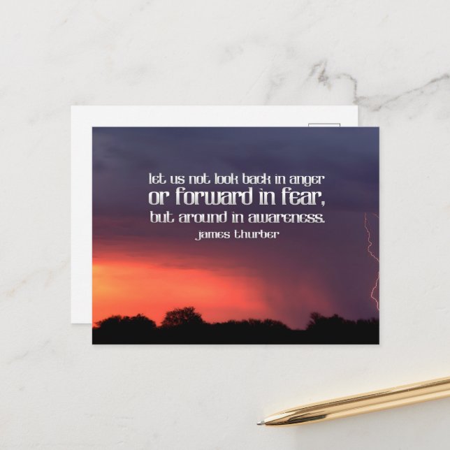 James Thurber Inspirational Quote "Awareness" Postcard (Front/Back In Situ)