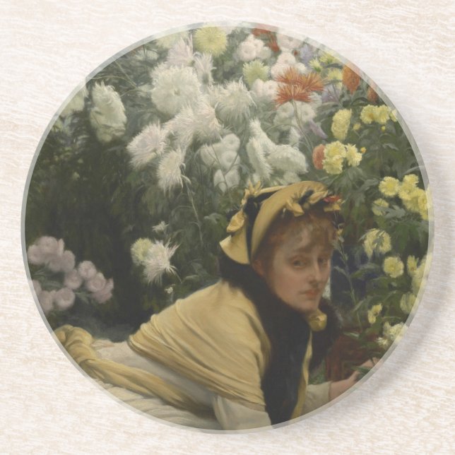 James Tissot Chrysanthemums Coaster (Front)