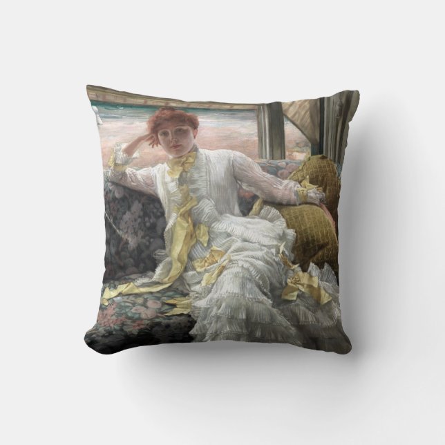 James Tissot Seaside (July Specimen of a Portrait) Throw Pillow (Front)